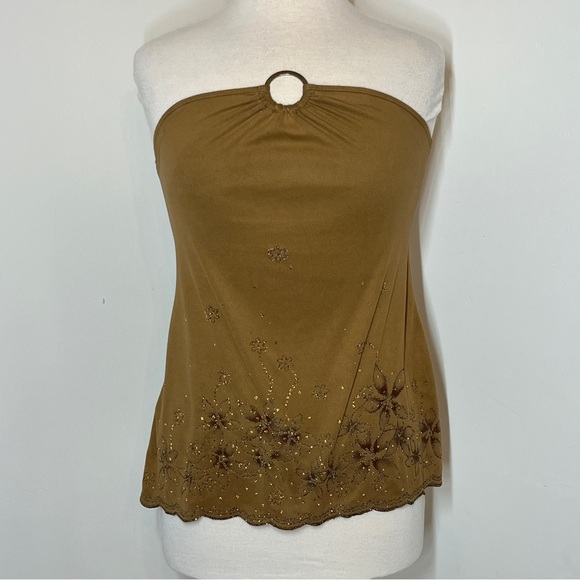 Wet Seal Y2K Tan Floral Tube Top - Picture 1 of 10